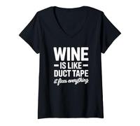 Women's Wine is Like Duct Tape It Fixes Everything V-Neck T-Shirt