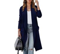 Womens Winer Warm Cosy Wool Knit Jacket Sweater Coat Heavyweight Fit Long Sleeve Draped Shawl Collar Open Front Solid Casual Long Cardigan Outwear Overcoat with Pockets
