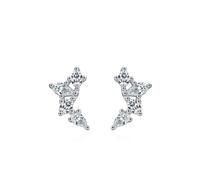 Women's Wing 9 Carat White Gold 375 Earrings Pear Oval Moissanite