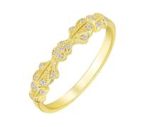 Women's Wing Gold 18 Carat Wedding Bands Rings Moissanite, Size P 1/2