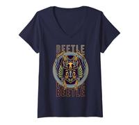 Womens Winged Beetle Emblem Ancient Symbol Myth Inspired V-Neck T-Shirt