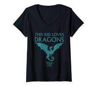 Womens Wings of Fire Kid Loves Dragons V-Neck T-Shirt