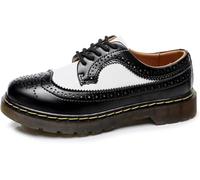 Women's Wingtips Lace Up Platform Lug Sole Oxford,Ladies Memory Foam Dressy Casual Trendy Vintage Comfortable Round Toe Brogues Business Office Teacher Going Out Holiday Shoe (Black White,7)