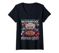 Womens Winners Never Quit Funny Gambling Bootleg Casino V-Neck T-Shirt