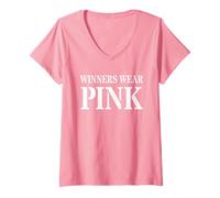 Womens WINNERS WEAR PINK War Game Breast Cancer Awareness Mom V-Neck T-Shirt