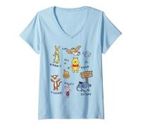 Women's Winnie The Pooh Doodle Sketch Characters V-Neck T-Shirt