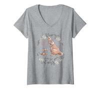 Women's Winnie The Pooh Kanga Roo V-Neck T-Shirt, Heather Grey, Large