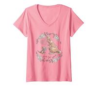 Women's Winnie The Pooh Kanga Roo V-Neck T-Shirt, Pink, Large