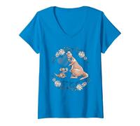 Women's Winnie The Pooh Kanga Roo V-Neck T-Shirt, Sapphire Blue, Small