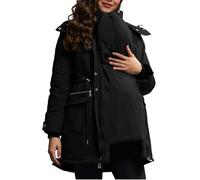 Womens Winter 3 In 1 Maternity Coats Casual Loose Long Sleeve Hooded Jacket | Ladies Waterproof Quilted Baby Wearing Coat Thicken Warm Puffer Down Jackets with Hood Parka Pregnancy Clothes Outerwear