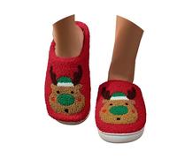 Women's Winter Ankle Boots Christmas Closed Toe Flat Bottom Warm Slippers ene Shoes Women 40, Red (watermelon red), 10 UK