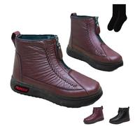 Women's Winter Ankle Boots - Thermal Insulated & Water-Resistant With Side Zipper For Easy On/Off,Soft Sole Design (Red, 4, Adult, Women, 2.5, Numeric, UK Footwear Size System, Medium)