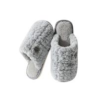 Women's Winter Bench Slippers, Plush Soft Comfortable House Slippers, Adult Cotton Slippers, Non-Slip Rubber Soles, Hut Shoes, Guest Slippers, Home Shoes, silver, 8 UK