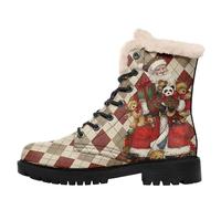 Womens Winter Boots,Custom Christmas Snow Boots Cute Santa Claus Print Fur Boots For Women Waterproof Slip On Warm Winter Snow Boots