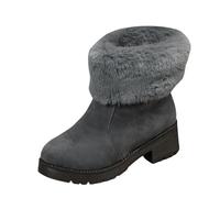 Women's Winter Boots for Cold Days, Fashionable Snow Boots with Robust Zip, Comfortable Warm Boots with Thick Sole, Optimal Warmth Style, gray, 8 UK
