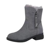 Women's Winter Boots, Lined Warm Winter Shoes, Winter Boots, Winter Boots, Suede Ankle Boots, Slip-On Boots, Cowboy Boots, Western Boots, Riding Boots, Hiking Boots, Trekking Boots, gray, 4 UK