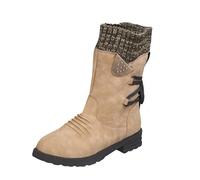 Women's Winter Boots, Lined, Waterproof, Non-Slip, Wide Shaft Boots with Block Heel, Warm Winter Shoes, Retro Winter Snow Boots, Outdoor Winter Boots, Middle Tube Boots, Ankle Boots, khaki, 9 UK