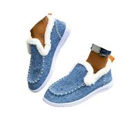 Womens Winter Boots Slip On Snow Fur Lined Warm Comfortable Ankle Booties | Slip-on Non-slip Walking Snow Shoes for Cold Weather Outdoor Indoor Ankle Boots, Insulated Fur-lined Snow Boot Keep Feet Warm