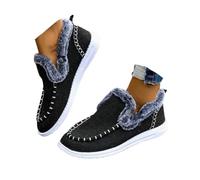 Womens Winter Boots Slip On Snow Fur Lined Warm Comfortable Ankle Booties | Slip-on Non-slip Walking Snow Shoes for Cold Weather Outdoor Indoor Ankle Boots, Insulated Fur-lined Snow Boot Keep Feet Warm