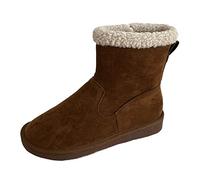 Women's Winter Boots Warm Cotton Lined Snow Boots Comfortable Flat Shoes Fashion Cosy Short Boots with Side Zip Round-Toe Retro Casual Shoes Best Fitting, brown, 8 UK