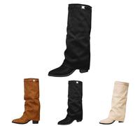 Womens Winter Boots Wide Fit Womens Wide Leg Knee High Boots Autumn Outdoor Boot Stretchy Comfort Boot Pull On Everyday Wear Booties For Ladies Fashionable Street Wear Booties