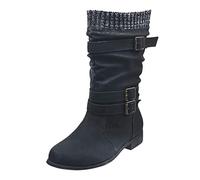 womens winter boots with heel knight boots warm leather boots low heel lace up boots non slip boots hiking fashion retro boots comfortable snow boots, Black, 4 UK