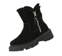 Women's Winter Boots with Zip Winter Boots Women's Lined Snow Boots Chunky Heel Ankle Boots Waterproof Ankle Boots Wool Boots Non-Slip Boots, black, 2/2.5 UK