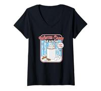 Women's Winter Cabin Season Warm and Cozy Fireplace Retreat V-Neck T-Shirt