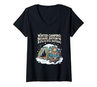 Women's Winter Camping Because Suffering in Style is Still V-Neck T-Shirt