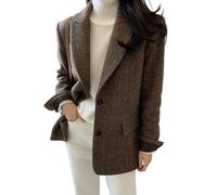 Women's Winter Casual Business Blazers Long Sleeve Open Front Office Work Coat Jacket,brown,M