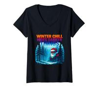 Womens Winter Chill | Funny Santa Horror Christmas V-Neck T-Shirt