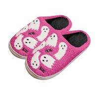 Women's Winter Closed Front Fluffy Slippers Funny | Unisex slippers, cute cartoon winter shoes, Halloween ghost home shoes, plush, cuddly cotton shoes, flat