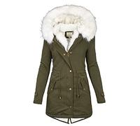 women's winter coat Ladies Parka Jackets Waterproof Coats Long Coat Outerwear Puffer Zip Up Jacket Fleece Lined Sherpa Lining Faux With Fuffly Hood Quilted Jackets Outdoor womens wool Green M