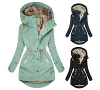 Women's Winter Coat Large Sizes - Trench Coat Women's Long with Hood - Coat Long Elegant Fleece Jacket with Hood Winter Jacket Long Warm Lined Quilted Jacket Transition Jacket Quilted Coat, black, S