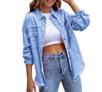 Womens Winter Coat Lightweight Slim and Warm Women's Solid Color Casual Jacket Ripped Loose Denim Jacket 3x Winter Coat for Women plus Size