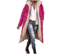 Women's Winter Coat Longline Hooded Quilted Jacket Ladies Fleece Lined Tops | Double Faced Warm Windproof Waterproof Coat Long Sleeve Fleece Lined Padded Parkas with Pockets for Cold Weather Outwear