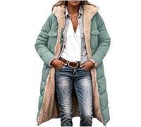 Women's Winter Coat Longline Hooded Quilted Jacket Ladies Fleece Lined Tops | Double Faced Warm Windproof Waterproof Coat Long Sleeve Fleece Lined Padded Parkas with Pockets for Cold Weather Outwear
