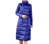 Womens Winter Coats Full Zipper Down Alternative Jacket Slim Fit Long Sleeve Midi Length Overcoat Lightweight Hooded Padded Outerwear with Practical Pocket Design(BU2, XXL)
