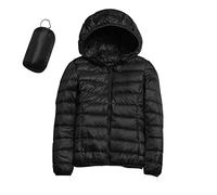 Womens Winter Coats Lightweight Puffer Jacket with Hood, Warm, Short, Packable, Quilted, Transitional, Padded Jacket for Ladies, Lined for Hiking, Travel (Black-B, S)