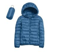 Womens Winter Coats Lightweight Puffer Jacket with Hood, Warm, Short, Packable, Quilted, Transitional, Padded Jacket for Ladies, Lined for Hiking, Travel (Blue-A, XXL)