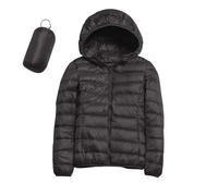 Womens Winter Coats Lightweight Puffer Jacket with Hood, Warm, Short, Packable, Quilted, Transitional, Padded Jacket for Ladies, Lined for Hiking, Travel (Dark Gray-A, L)