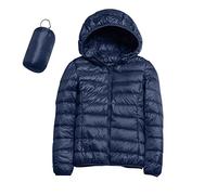 Womens Winter Coats Lightweight Puffer Jacket with Hood, Warm, Short, Packable, Quilted, Transitional, Padded Jacket for Ladies, Lined for Hiking, Travel (Navy-B, M)