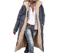 Women's Winter Coats Long Hooded Cotton Padded Jacket Sale Clearance Reversible Zipper Overcoat Sherpa Fleece Thickened Plush Warm Outwear Teddy Fluffy Jackets Ladies Winter Maxi Outerwear