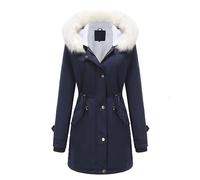 Womens Winter Coats Mid Length Sherpa Lined Warm Heavy Jackets Thickened Windproof Outerwear with Fur Hood Warm Fleece Parkas Jacket Plus Size Puffer Down Padded Coat Quilted Faux Fur Trim Overcoat