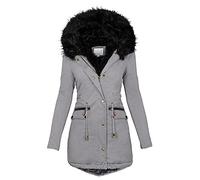 Womens Winter Coats Thick Fleece Lined Warm Hooded Parka Jackets Zip Up Outerwear With Fuffly Hood Plus Size S-5XL KaloryWee