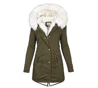 Womens Winter Coats Thick Fleece Lined Warm Hooded Parka Jackets Zip Up Outerwear With Fuffly Hood Plus Size S-5XL KaloryWee