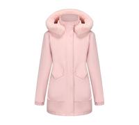 Womens Winter Coats Thick Fleece Warm Hooded Waterproof Jacket Mid-Length Winter Jacket Full Zip Up Outerwear with Trim Fuffly Hood Plus Size Parka Coats Windproof Raincoat Warm Snow Coat Pink 3XL