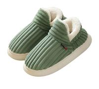 Women's Winter Cozy Fluffy Slipper Boots, Thicked Plush Warm Indoor Outdoor Anti-Slip Bootie Slippers Soft and Comfy (Green,6.5-7)