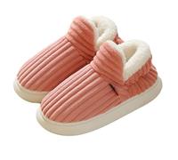 Women's Winter Cozy Fluffy Slipper Boots, Thicked Plush Warm Indoor Outdoor Anti-Slip Bootie Slippers Soft and Comfy (Pink,11-11.5)