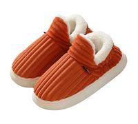 Women's Winter Cozy Fluffy Slipper Boots, Thicked Plush Warm Indoor Outdoor Anti-Slip Bootie Slippers Soft and Comfy (Orange,6.5-7)